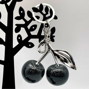 CHERRY CHIC | Bag Charm | Keychain | Black + Silver (Brand New!) 🍒